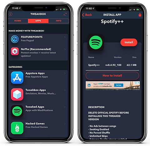 TweakBox'ta Spotify'ı Ücretsiz Kullanın