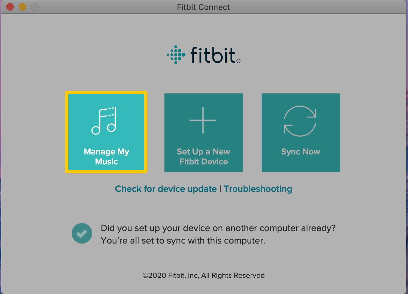 使用 Fitbit Connect 应用程序将音乐从 iTunes 传输至 Fitbit Versa